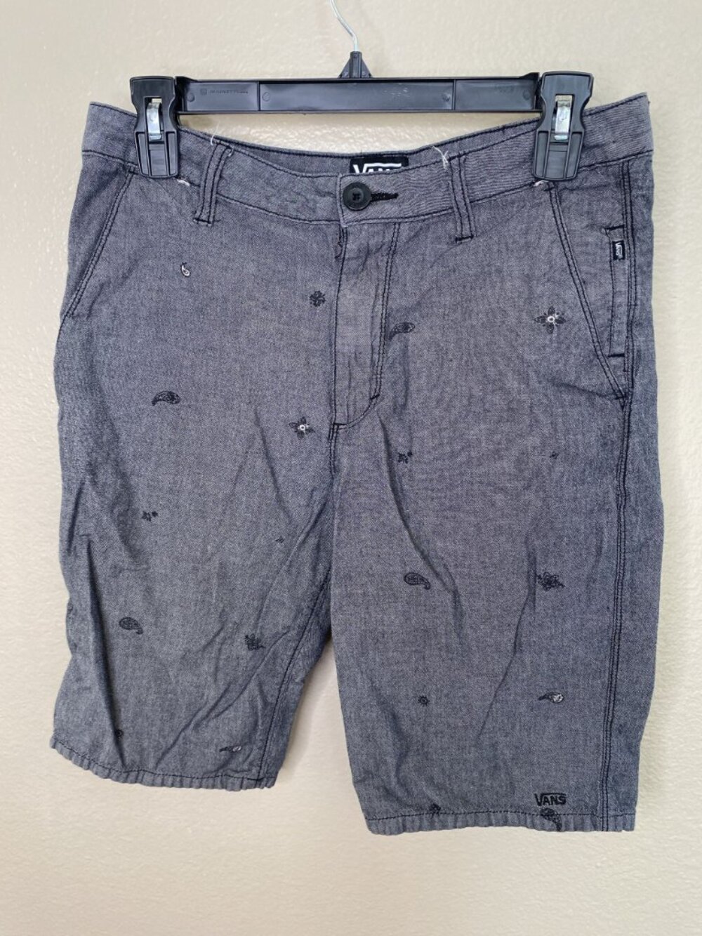 Vans Gray Embroidered Patterned Mens Casual Shorts Size 28 Summer - Picture 2 of 6